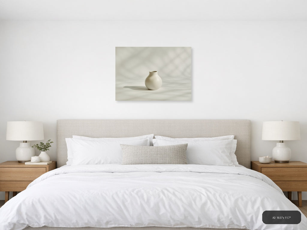 Minimalist White Ceramic Vase Sculpture Wall Art — A3 / Bedroom