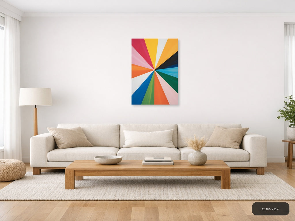 Colorful Radiant Sunburst Abstract Portrait Wall Art — A2 / Living Room