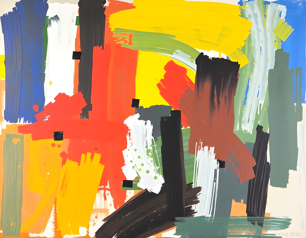 Vibrant Abstract Expressionist Composition Wall Art