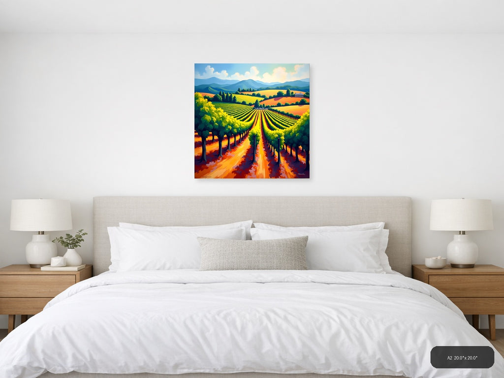 Vibrant Vineyard Landscape Abstract Wall Art — A2 / Bedroom