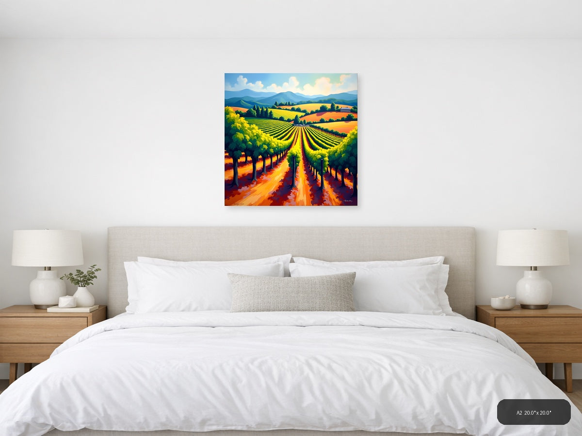 Vibrant Vineyard Landscape Abstract Wall Art — A2 / Bedroom