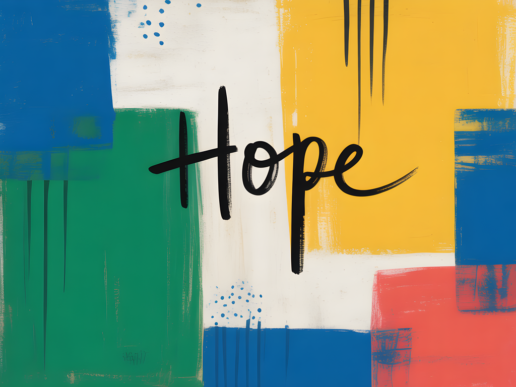 Hope Abstract Geometric Colorblock Modern Wall Art