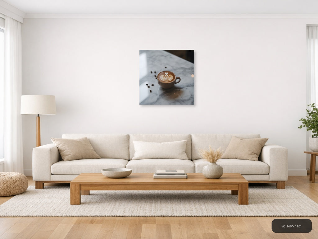 Minimalist Latte Art Coffee Cup Wall Art — A3 / Living Room