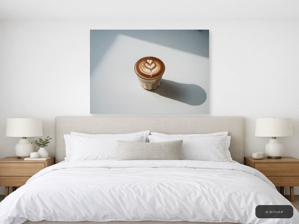 Minimalist Latte Art Coffee Cup Wall Art — A1 / Bedroom