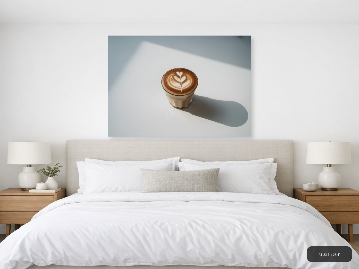 Minimalist Latte Art Coffee Cup Wall Art — A1 / Bedroom