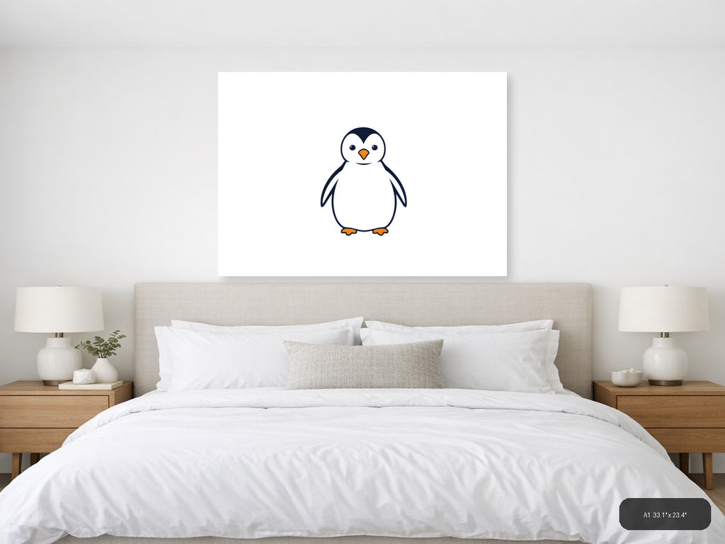 Minimalist Penguin Illustration Wall Art — A1 / Bedroom