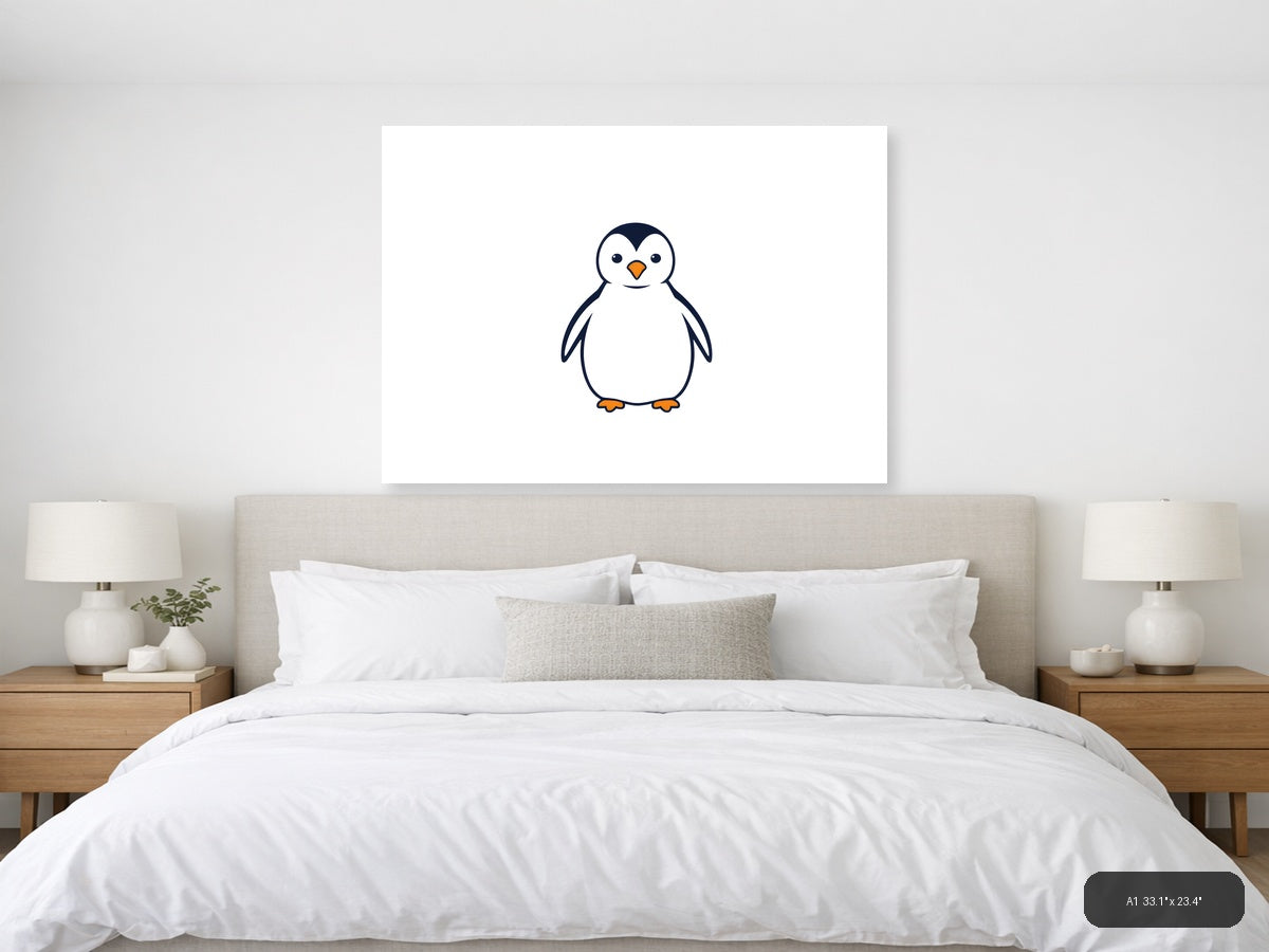 Minimalist Penguin Illustration Wall Art — A1 / Bedroom