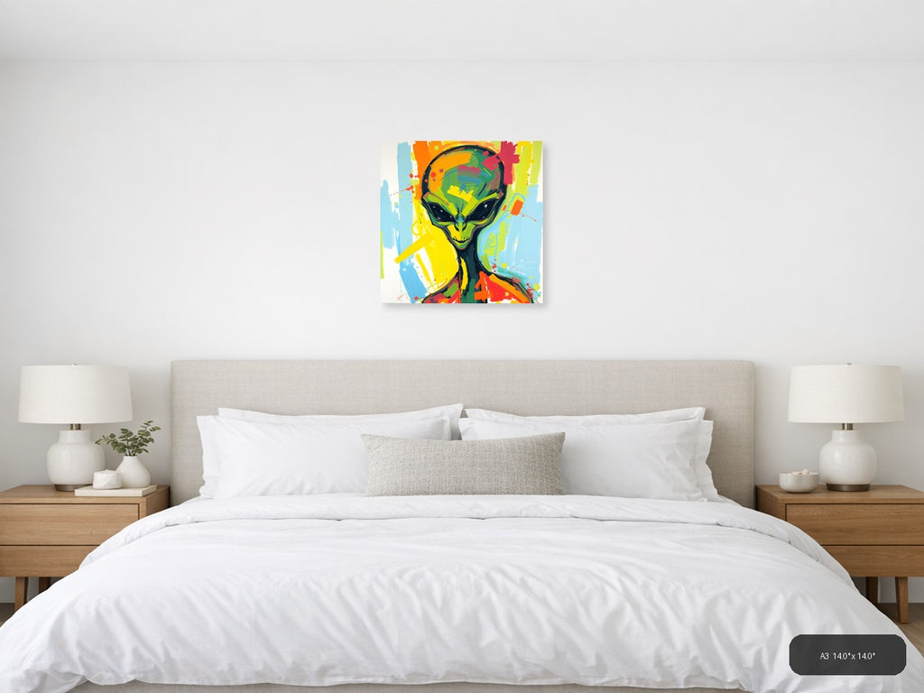 Colorful Abstract Alien Head Modern Wall Art — A3 / Bedroom