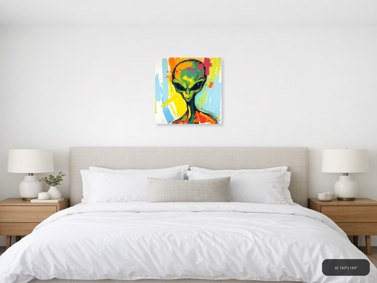 Colorful Abstract Alien Head Pop Art Wall Art — A3 / Bedroom