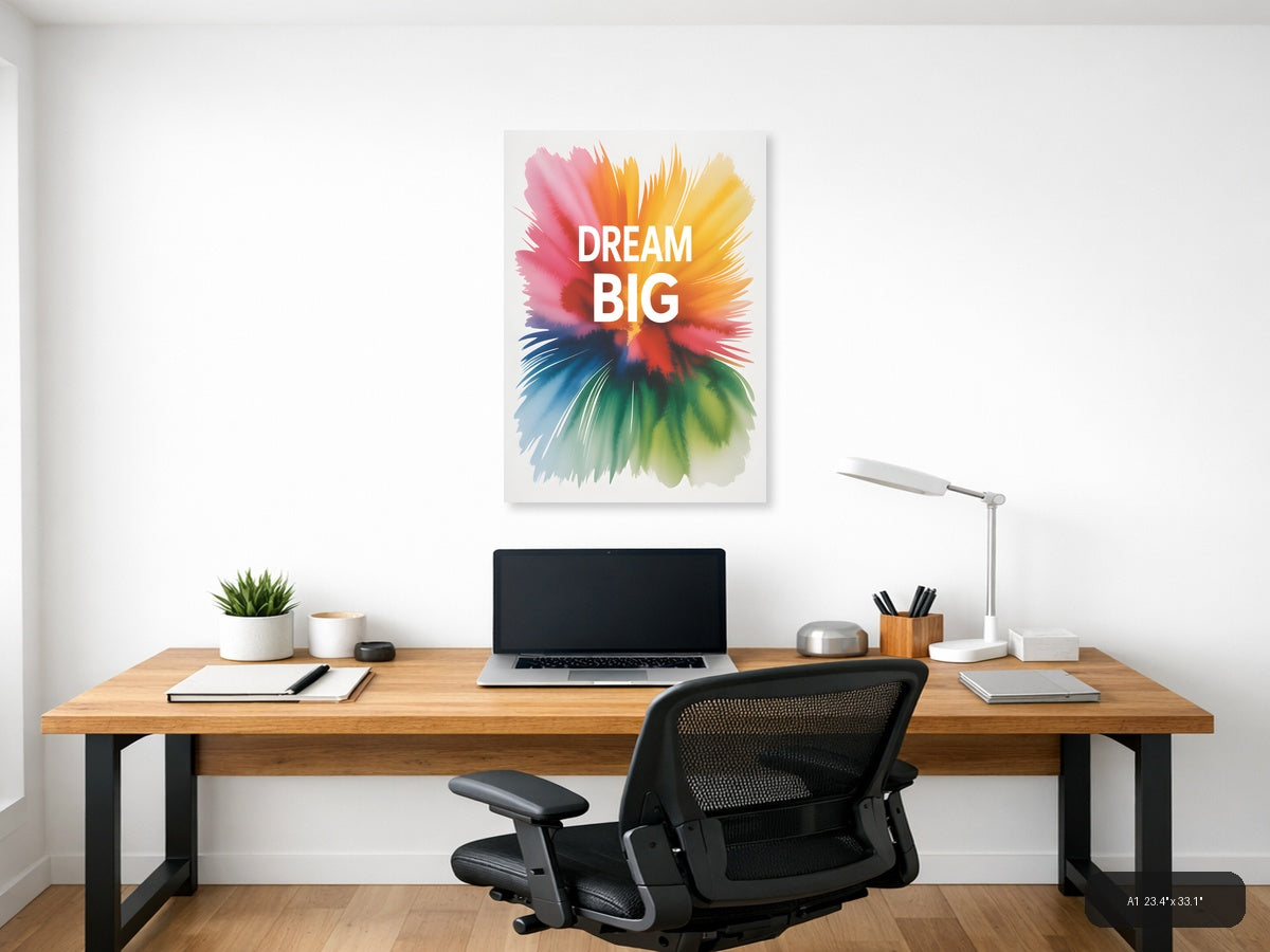 Dream Big Watercolor Burst Motivational Wall Art — A1 / Office