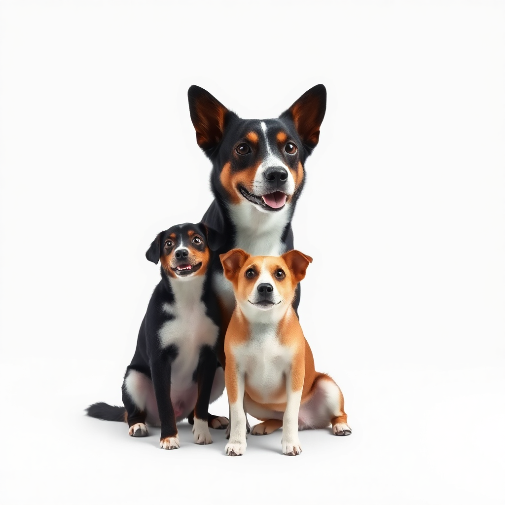 Three Happy Dogs Portrait on White | Minimalist Canvas Wall Art