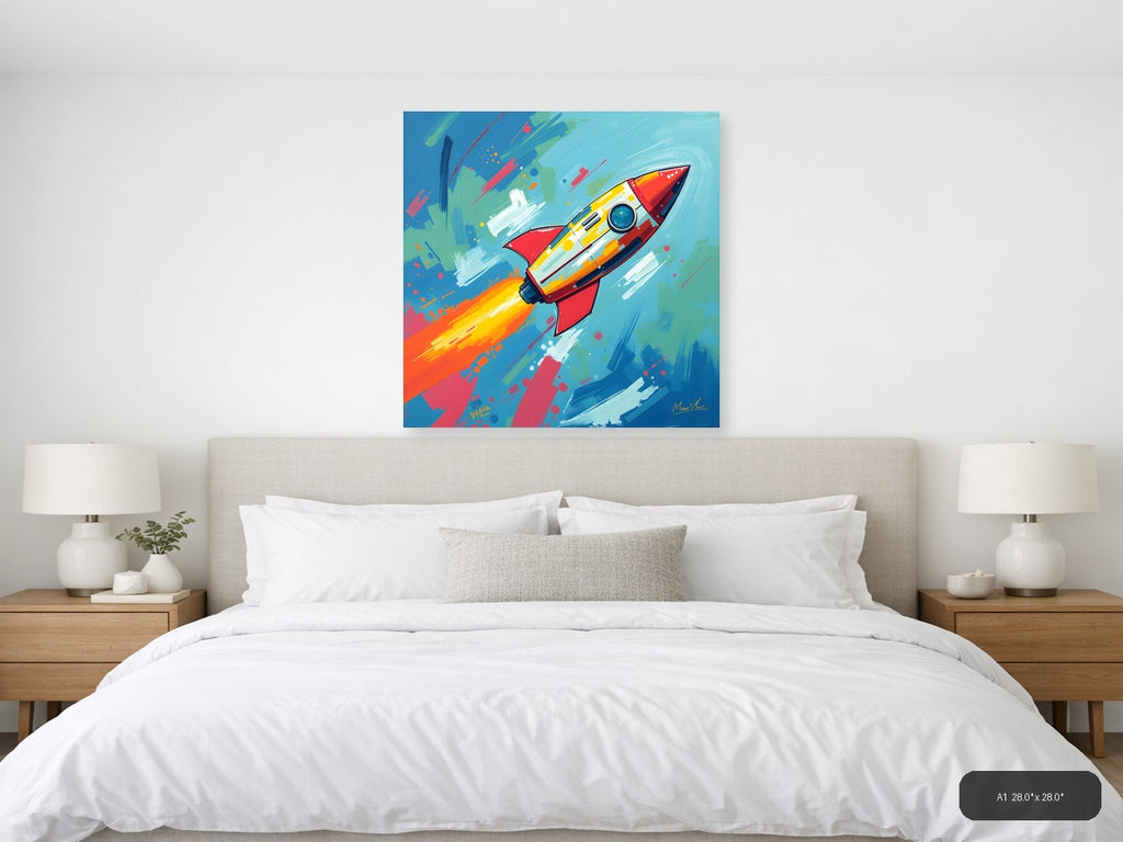 Colorful Rocket Launch Abstract Modern Wall Art — A1 / Bedroom