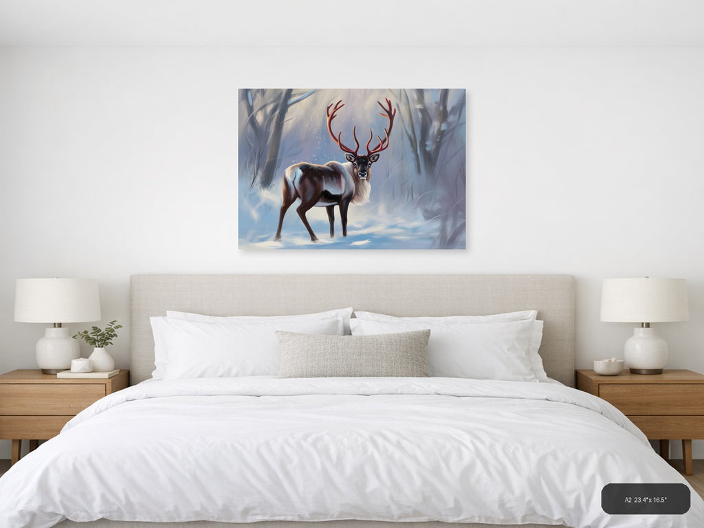 Majestic Deer with Glowing Antlers Abstract Wall Art — A2 / Bedroom