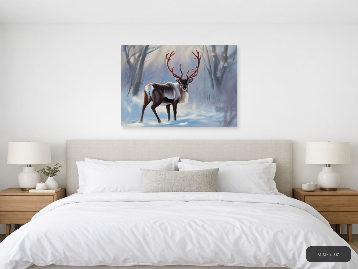 Majestic Deer with Glowing Antlers Abstract Wall Art — A2 / Bedroom