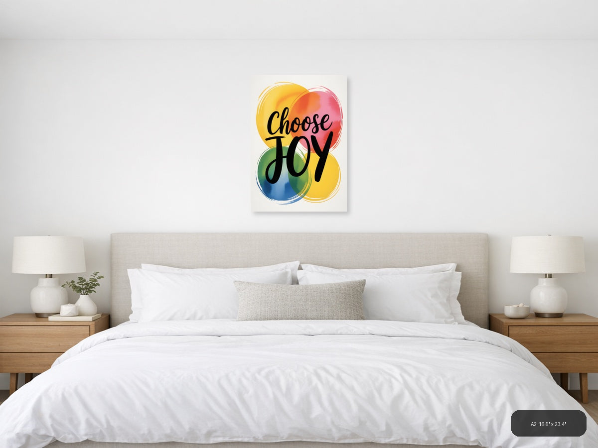 Choose Joy Watercolor Circles Motivational Wall Art — A2 / Bedroom