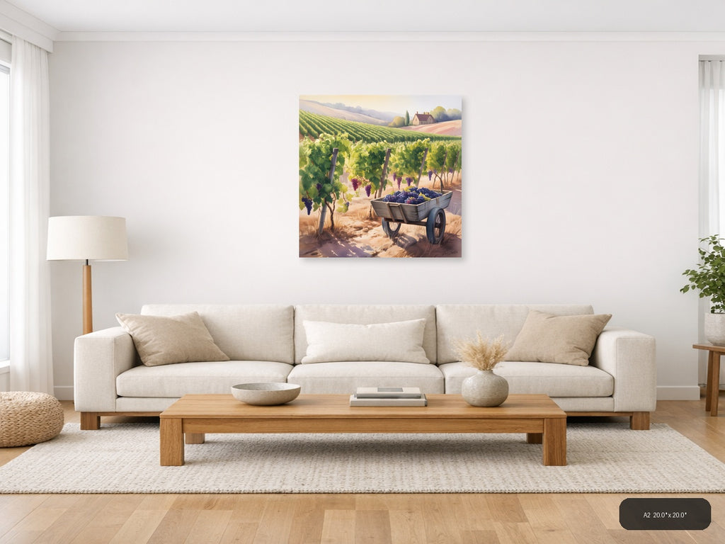 Vineyard Harvest Watercolor Wall Art — A2 / Living Room