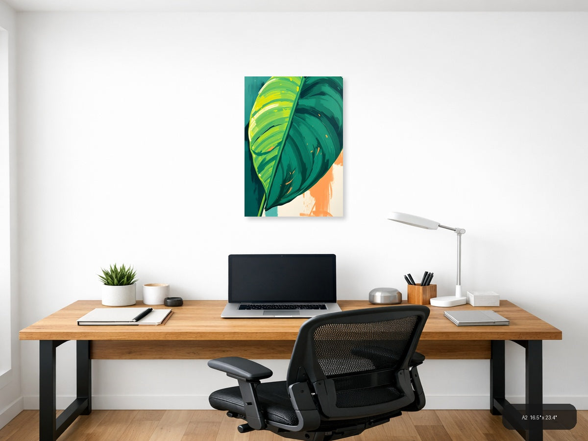 Abstract Tropical Leaf Modern Art Print Wall Art — A2 / Office