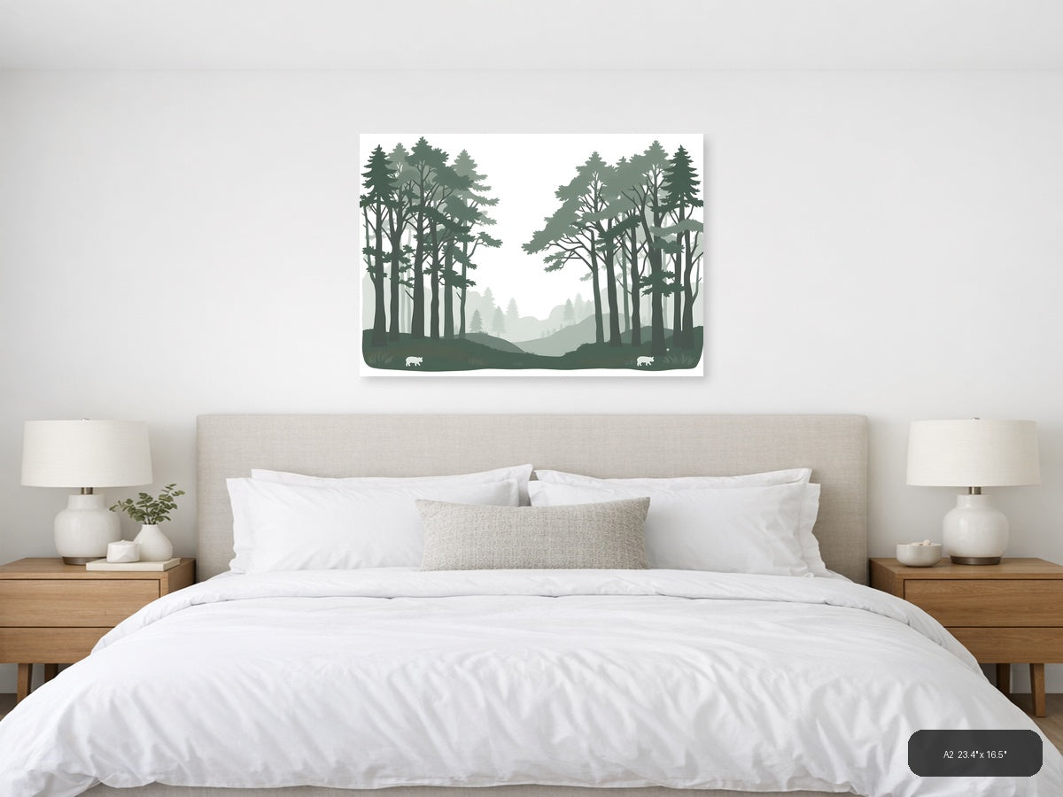 Minimalist Forest Path Landscape Wall Art — A2 / Bedroom