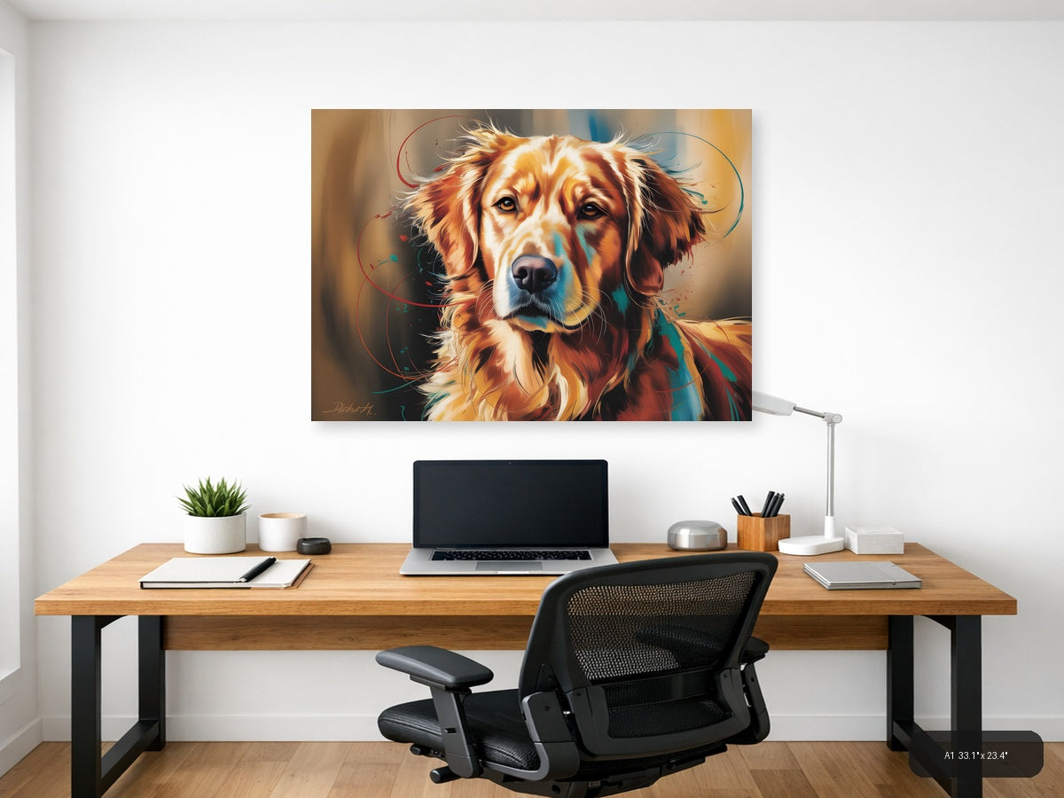 Abstract Golden Retriever Portrait - Modern Dog Wall Art — A1 / Office