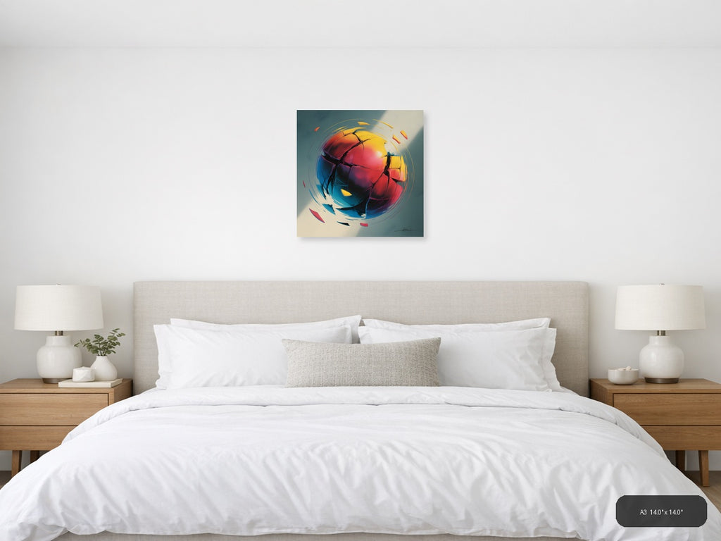 Colorful Abstract Geometric Sphere Wall Art — A3 / Bedroom