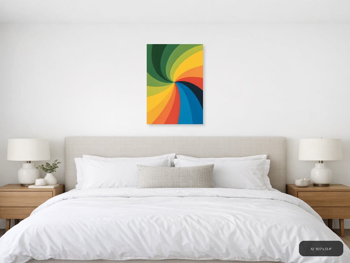 Colorful Spiral Rainbow Swirl Abstract Photography Wall Art — A2 / Bedroom