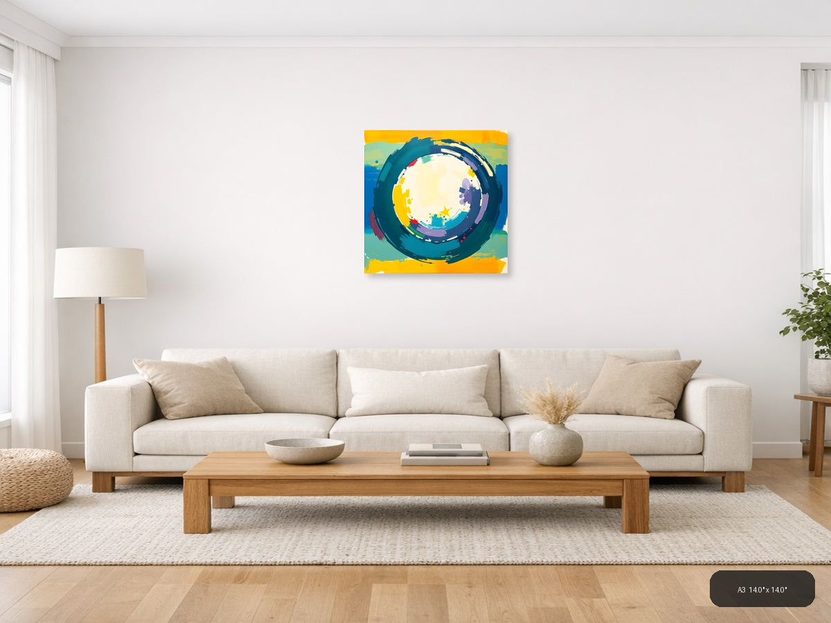 Colorful Abstract Circle with Star - Modern Wall Art — A3 / Living Room