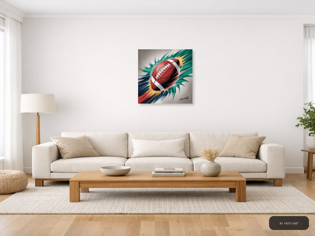Football Prints — Abstract (Square) Canvas Print | Abstract Wall Art | A4 A3 A2 A1 — A3 / Living Room