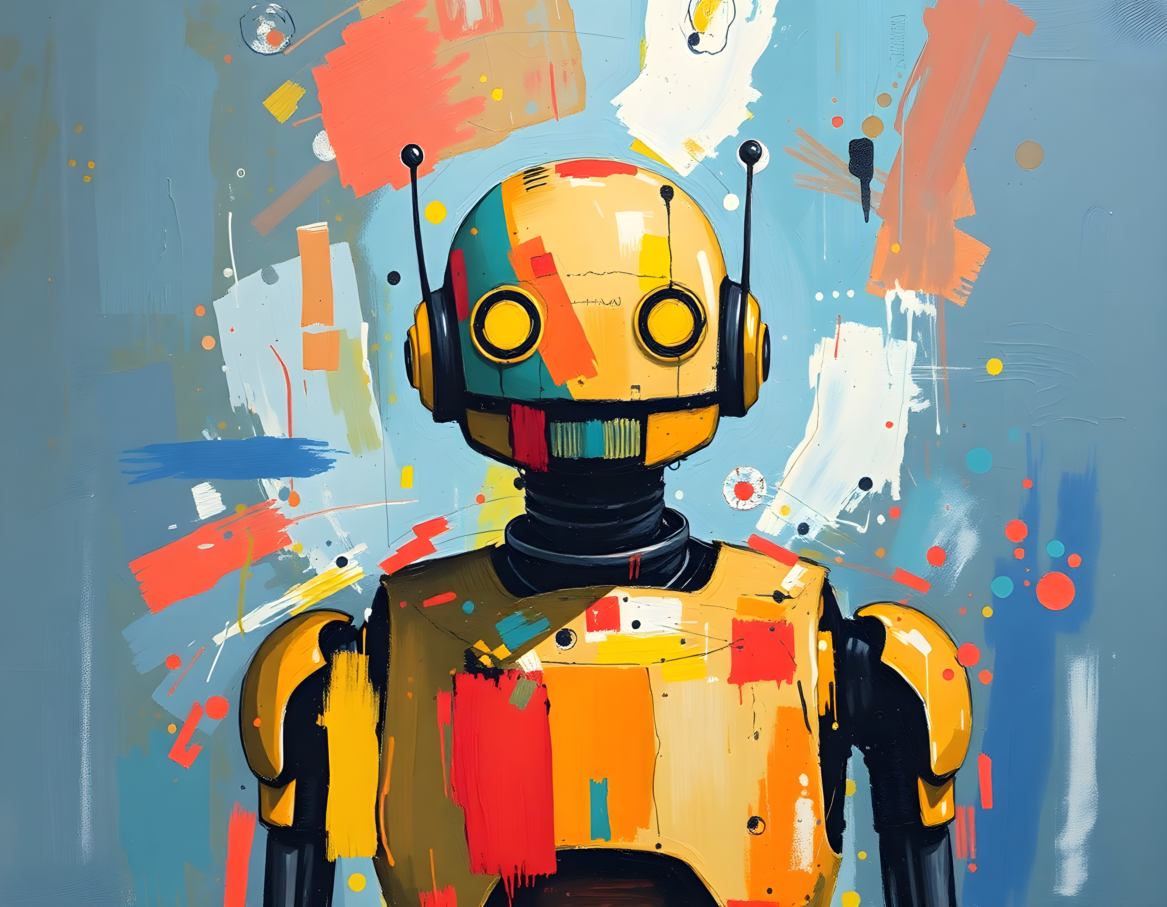 Colorful Robot Portrait Abstract Modern Wall Art