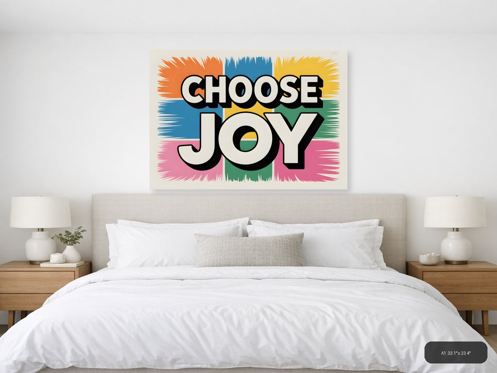 Choose Joy Abstract Colorblock Canvas Wall Art — A1 / Bedroom