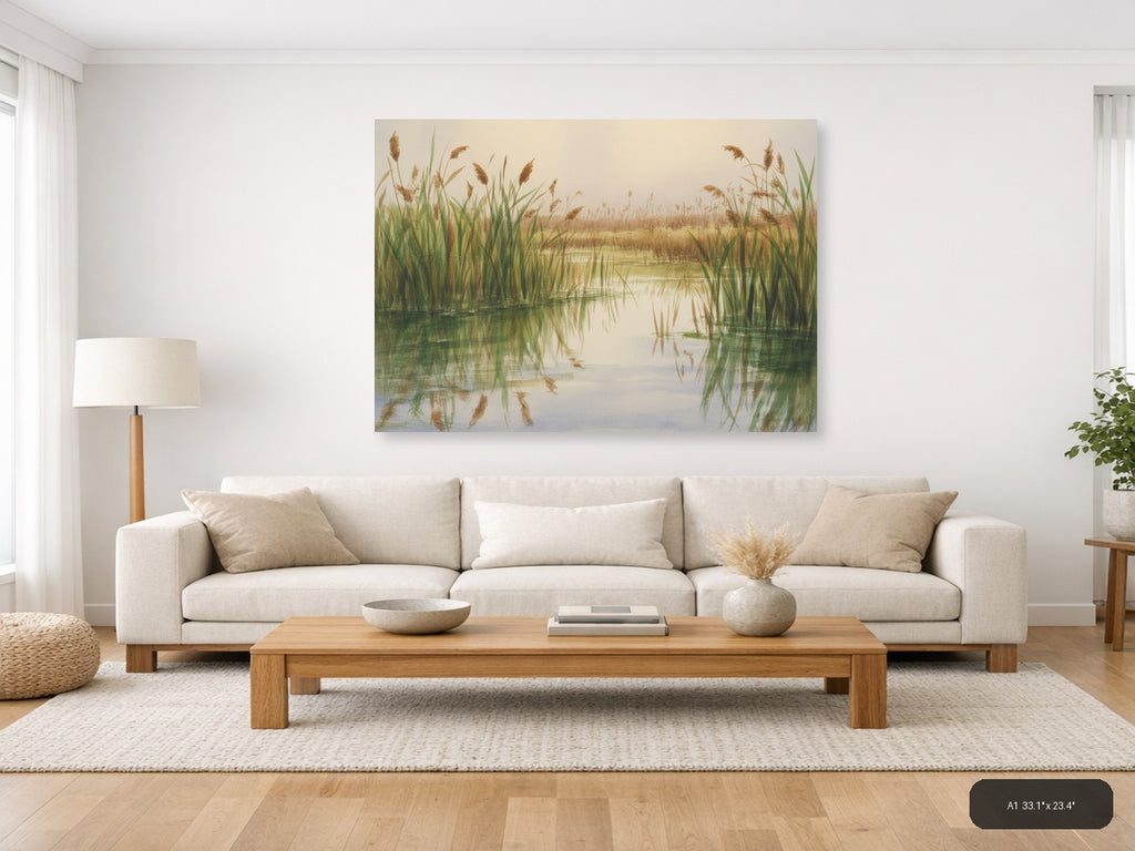 Wetland — Watercolor (Landscape) Canvas Print | Watercolor Wall Art | A4 A3 A2 A1 — A1 / Living Room