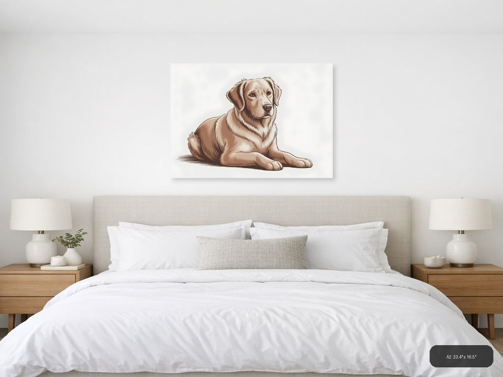 Golden Retriever Dog Portrait Minimalist Wall Art — A2 / Bedroom