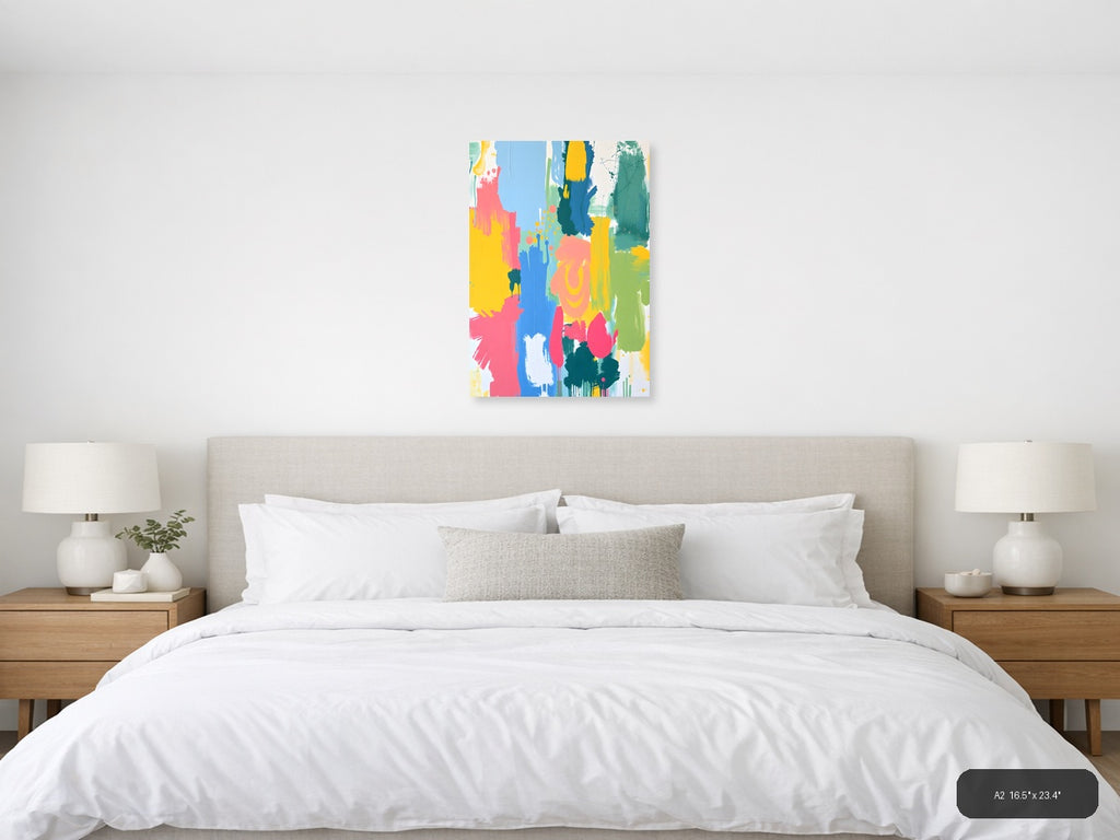 Vibrant Abstract Brushstrokes Colorful Modern Wall Art — A2 / Bedroom