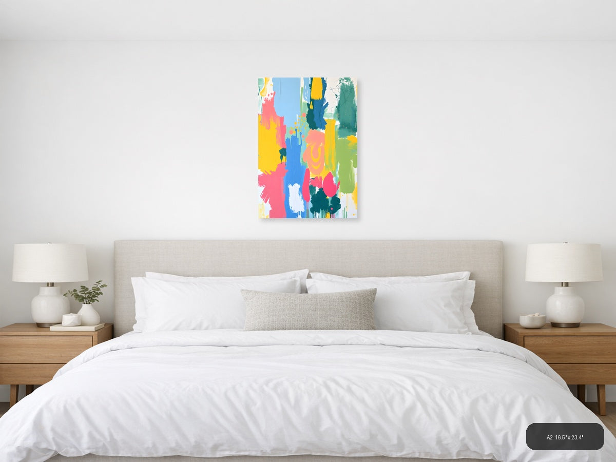 Vibrant Abstract Brushstrokes Colorful Modern Wall Art — A2 / Bedroom