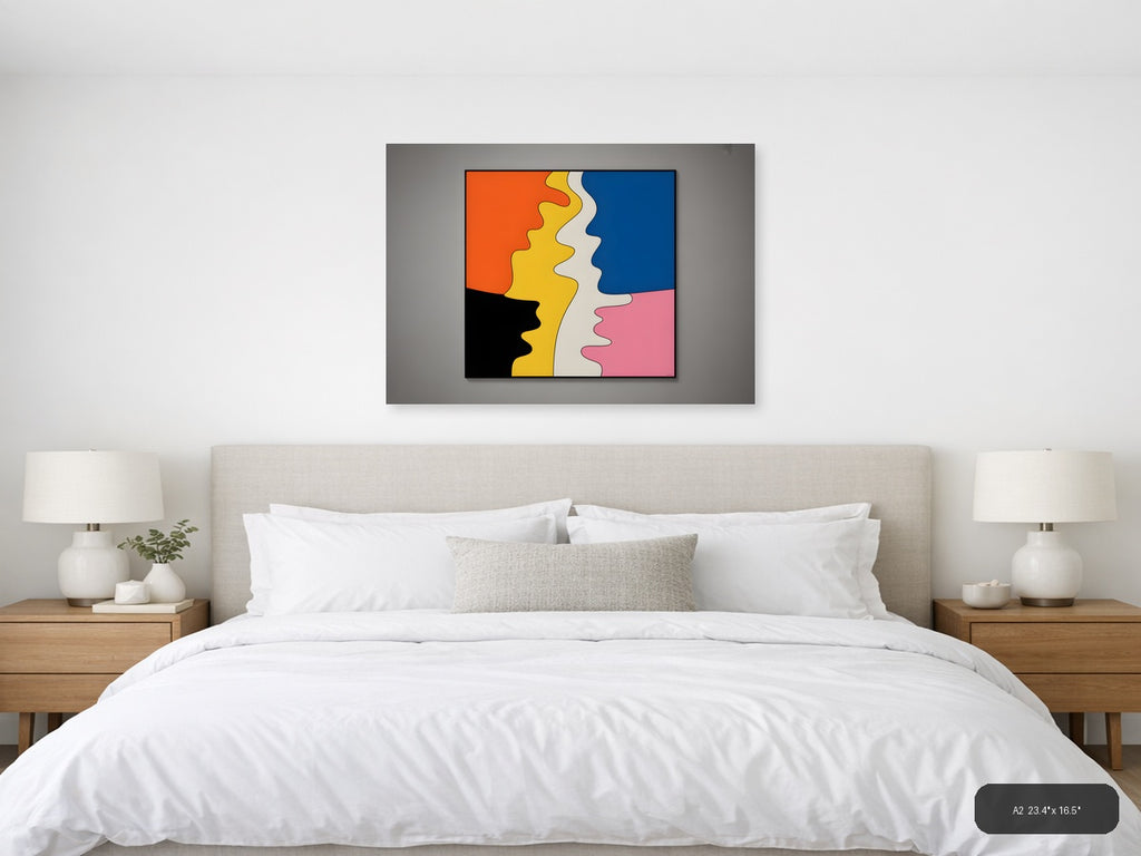 Colorful Pop Art Profile Faces Wall Art — A2 / Bedroom