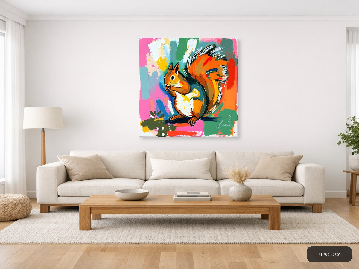 Colorful Abstract Squirrel Pop Art Wall Art — A1 / Living Room