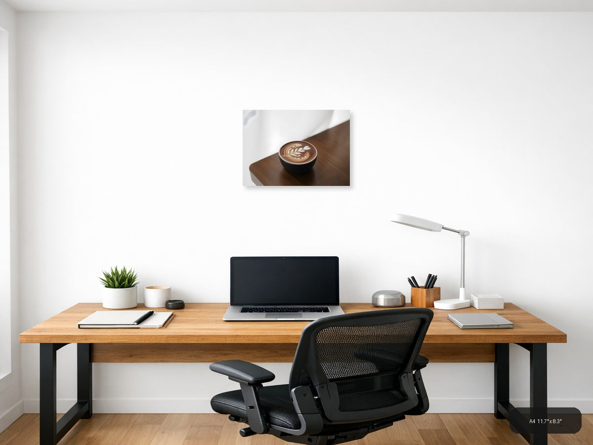 Minimalist Latte Art Coffee Cup Wall Art — A4 / Office