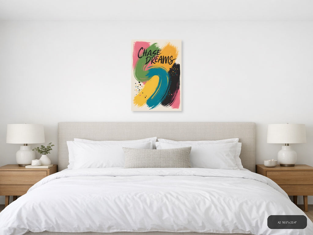 Chase Dreams Abstract Colorful Brushstrokes Wall Art — A2 / Bedroom