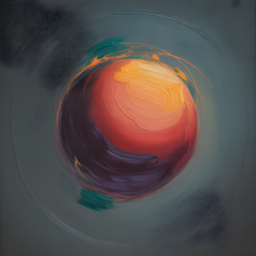 Abstract Swirling Orb Red Orange Teal Wall Art