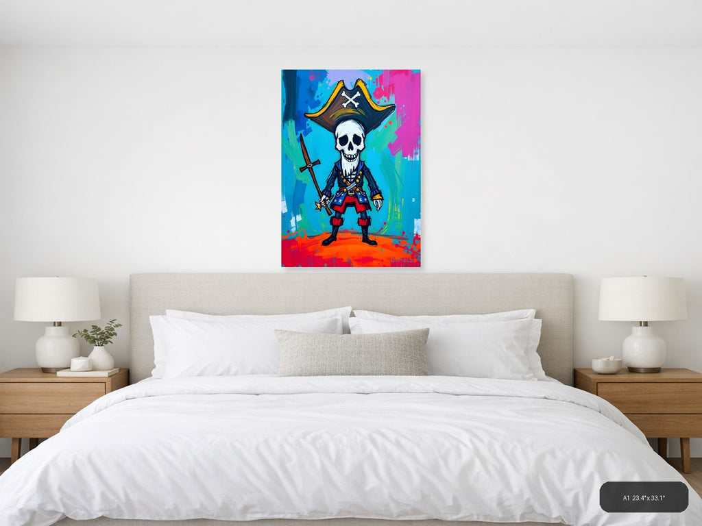 Pirate Skull Captain Abstract Colorful Wall Art — A1 / Bedroom