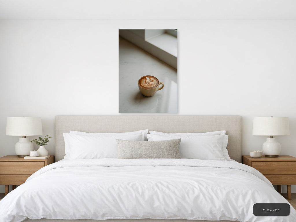 Minimalist Coffee Cup Latte Art Wall Art — A1 / Bedroom