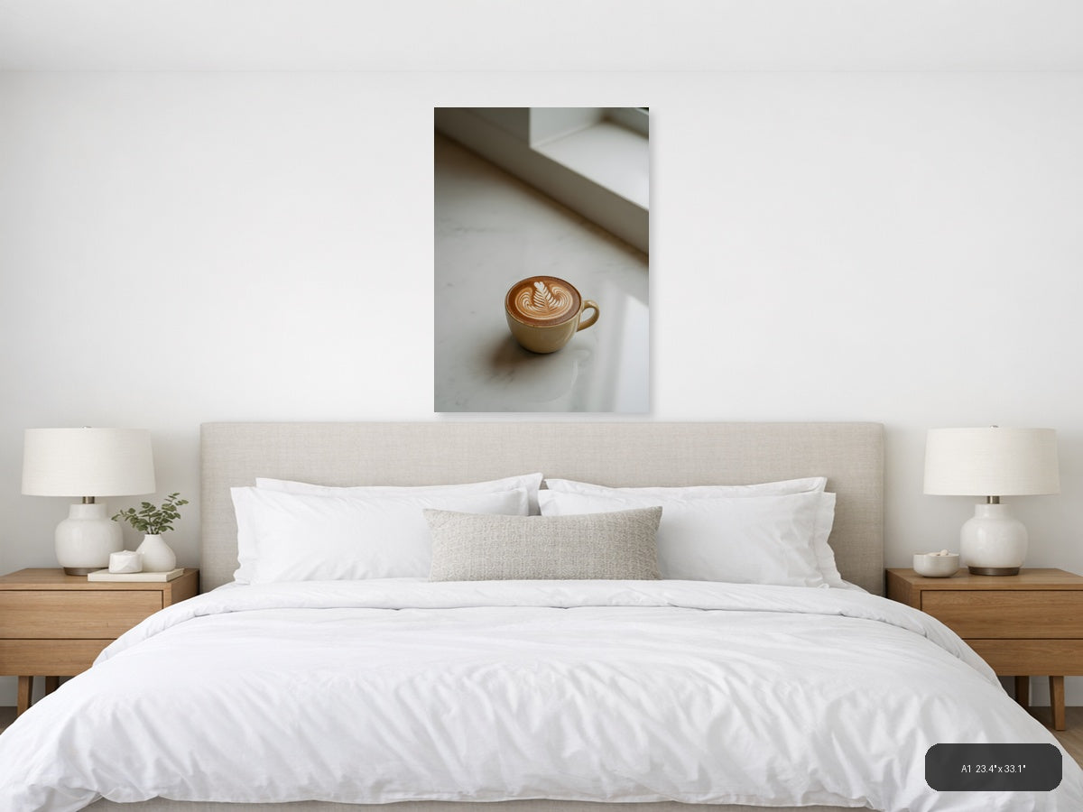 Minimalist Coffee Cup Latte Art Wall Art — A1 / Bedroom