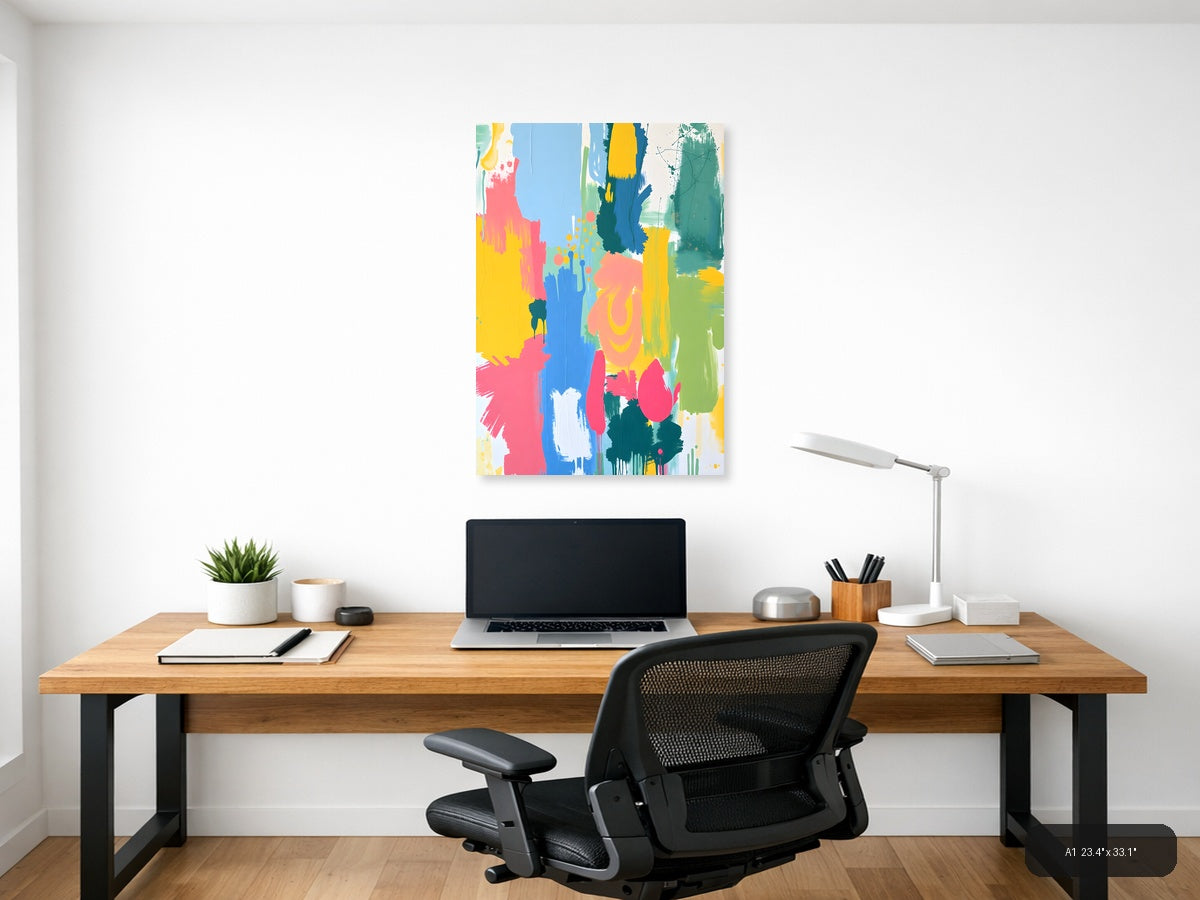 Vibrant Abstract Brushstrokes Colorful Modern Wall Art — A1 / Office