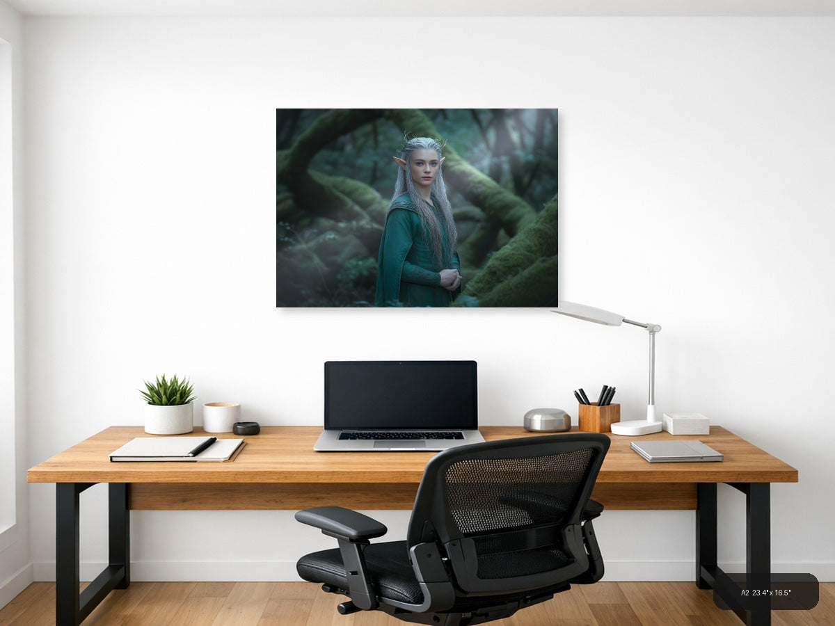 Fantasy Elf Portrait in Enchanted Forest Photography Wall Art — A2 / Office