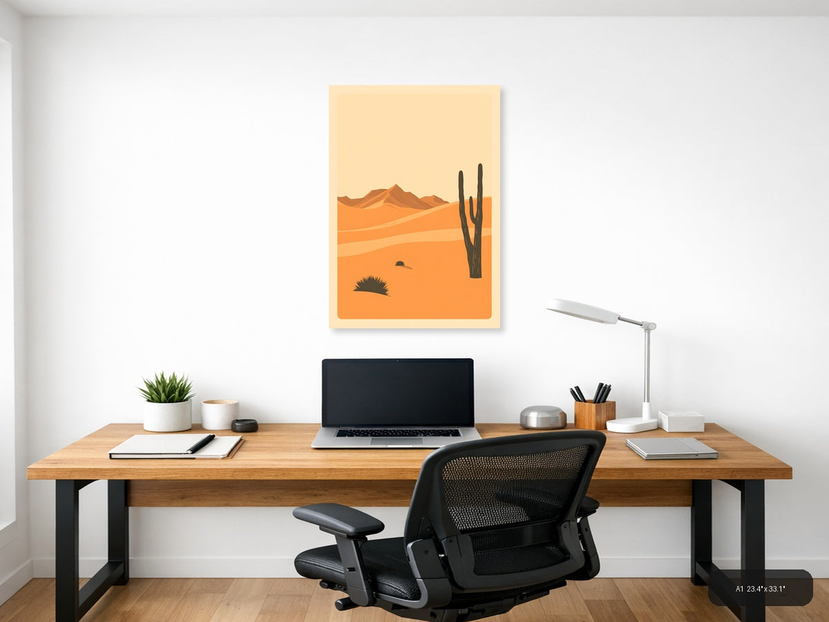 Vintage Desert Landscape with Saguaro Cactus Wall Art — A1 / Office