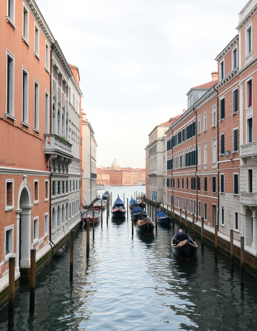 Venice Canal Gondolas & Architecture | Minimalist Travel Wall Art