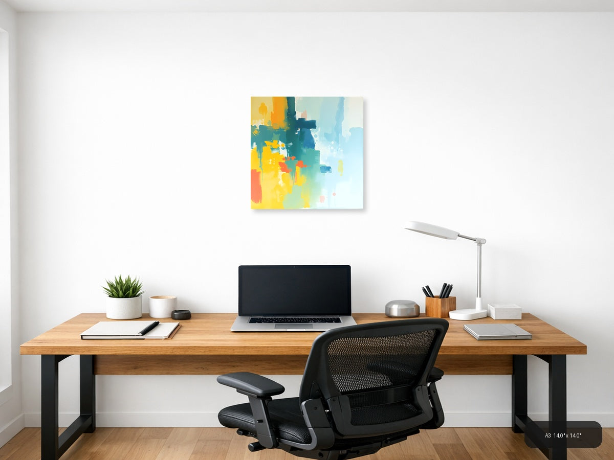 Abstract Colour Gradient Modern Yellow Blue Wall Art — A3 / Office