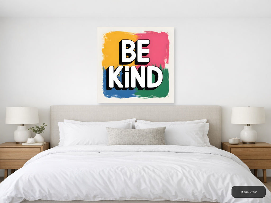 Be Kind Abstract Colorful Square Wall Art — A1 / Bedroom