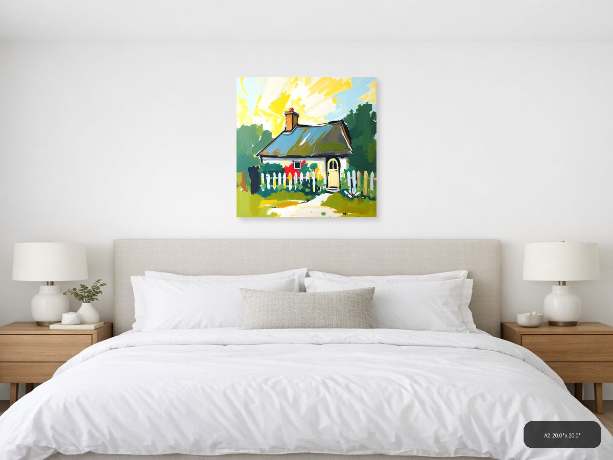 Sunny Cottage Garden Abstract Wall Art — A2 / Bedroom