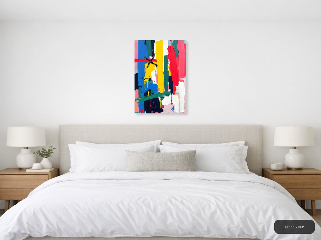 Vibrant Abstract Expressionist Portrait Wall Art — A2 / Bedroom