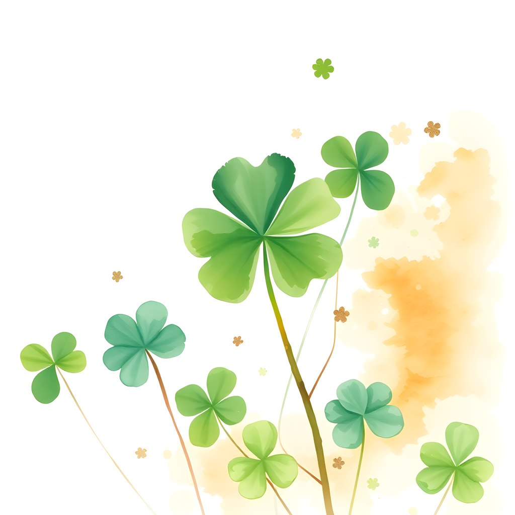 Four Leaf Clovers Watercolor Green Wall Art